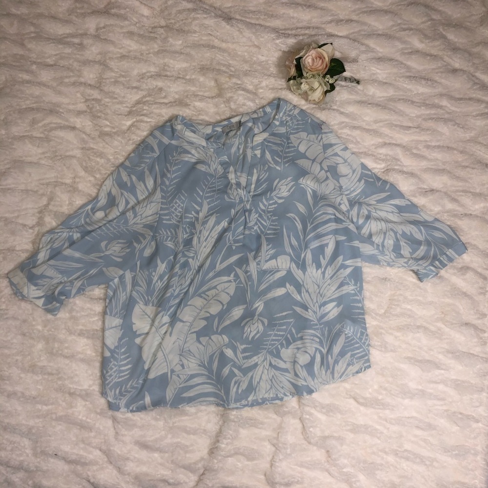 Dalia blouse 1x blue leaf/ flower
